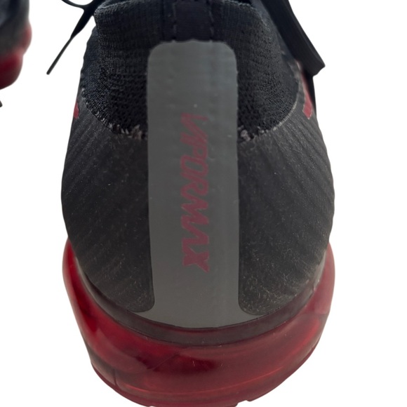 Nike Air VaporMax Athletic Shoes Fly Knit Black Red Running Dopamine Men Size 11 - Picture 12 of 16